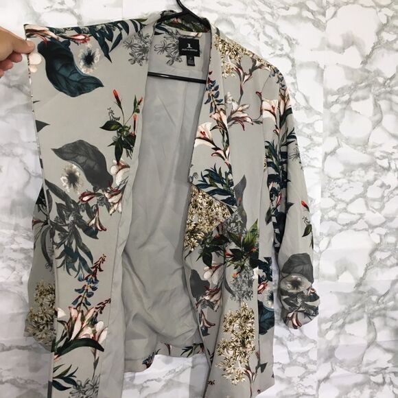 JULES & LEOPOLD FLORAL WATERFALL FRONT LONG CARDIGAN BLAZER JACKET MINT SMALL - Picture 5 of 11